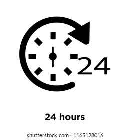 24 hours icon vector isolated on white background, 24 hours transparent sign , black time symbols