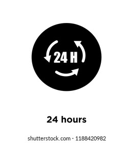 24 hours icon vector isolated on white background, logo concept of 24 hours sign on transparent background, filled black symbol