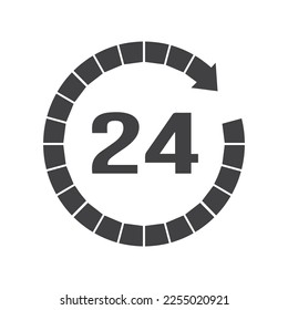 Vector de icono de 24 horas aislado en el fondo