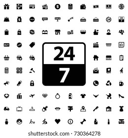 24 hours icon vector isolated on white background. set of filled shopping icons.