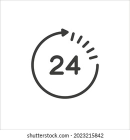 24 hours icon vector. Open or available 24 hours a day concept.