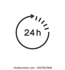 24 Stunden Icon Vektor. 24 Stunden am Tag geöffnet oder verfügbar.