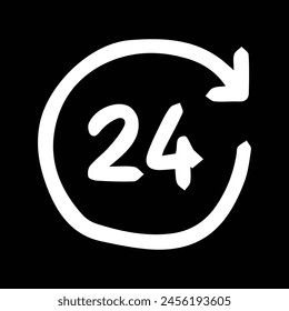 24 hours icon vector outline