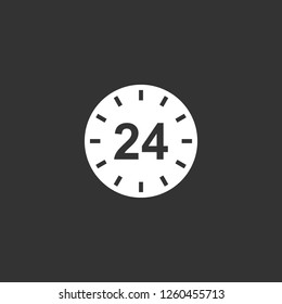 24 hours icon vector. 24 hours sign on black background. 24 hours icon for web and app