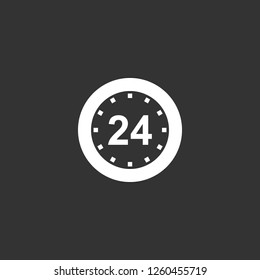 24 hours icon vector. 24 hours sign on black background. 24 hours icon for web and app