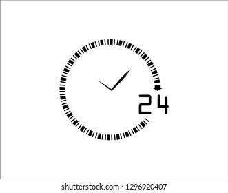 24 hours icon vector sign illustration isolated on background. All-Day Service Icon
