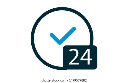 24 hours icon vector sign illustration isolated on background. All-Day Service Icon