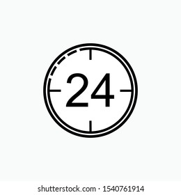 24 Hours Icon - Vector, Sign and Symbol for Design, Presentation, Website or Apps Elements.