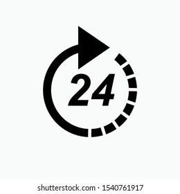24 Hours Icon - Vector, Sign and Symbol for Design, Presentation, Website or Apps Elements.