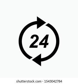 24 Hours Icon - Vector, Sign and Symbol for Design, Presentation, Website or Apps Elements.