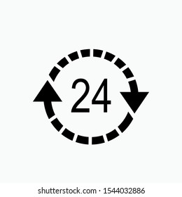 24 Hours Icon - Vector, Sign and Symbol for Design, Presentation, Website or Apps Elements.