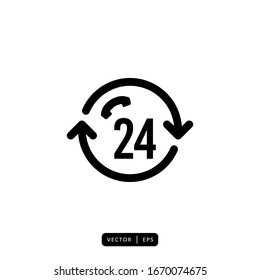 24 Hours Icon Vector - Sign or Symbol 