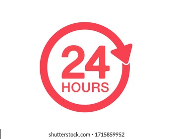 24 hours icon. 24 hours vector sign. 24 hours free delivery sign icon.  