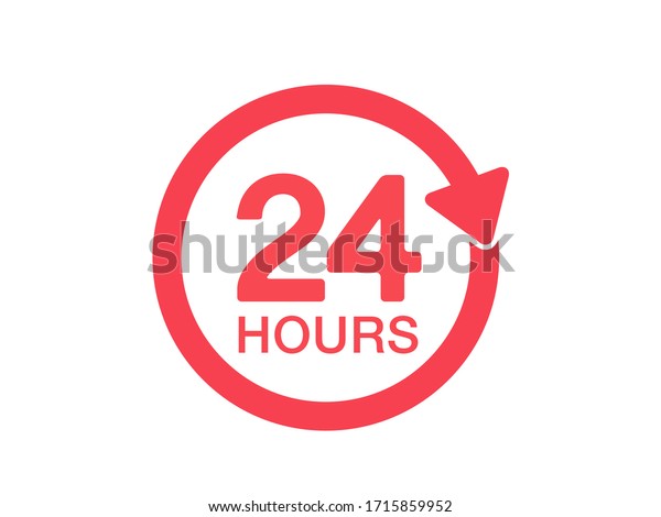 24 hours icon. 24 hours vector sign.