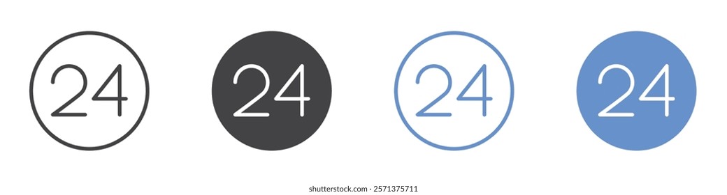 24 Hours icon vector symbol outline sign
