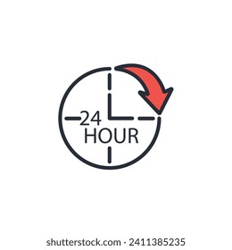 icono de 24 horas. vector.Curso editable.Signo de estilo lineal para uso de diseño web,logotipo.Ilustración de símbolo.