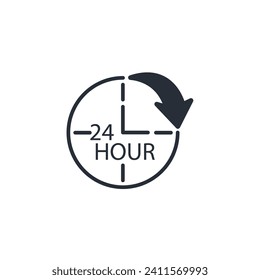 24 Stunden Symbol. vector.Editable stroke.linear style sign for use web design,logo.Symbol illustration.