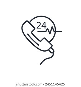 24 hours icon. vector.Editable stroke.linear style sign for use web design,logo.Symbol illustration.