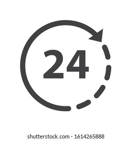 24 hours icon for websites, vector.