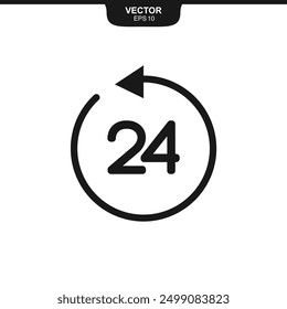Icono de 24 horas. Icono de 24 horas de trabajo. Diseño de Vector a tiempo completo. 24 horas icono de signo de entrega gratis.