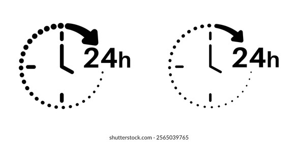 24 hours icons in outline and fill. vector illustration for ui.