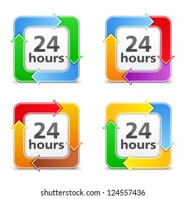 24 hours icons, vector eps10 illustration