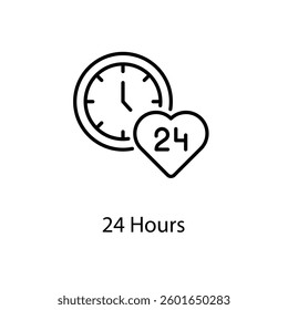 24 Hours icons vector stock illustration.