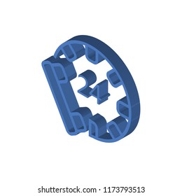 24 hours isometric left top view 3D icon