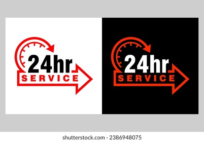 24 hours label of vector. customer service sticker Clipart, Open 24-hour supports information symbol. 