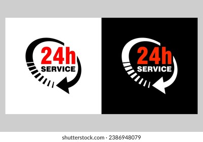 24 hours label of vector. customer service sticker Clipart, Open 24-hour supports information symbol. 