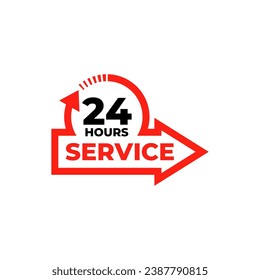 24 hours label of vector. customer service sticker Clipart, fast delivery supports information symbol.