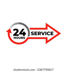 24 hours label of vector. customer service sticker Clipart, fast delivery supports information symbol.