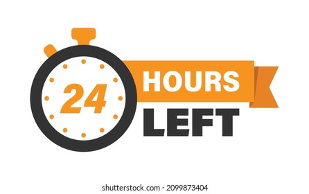 24 hours left icon in flat style. All day business and service vector illustration on isolated background. Quick service time sign business concept.