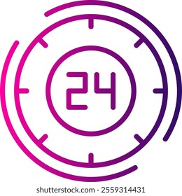 24 Hours Line Gradient Vector Icon Design