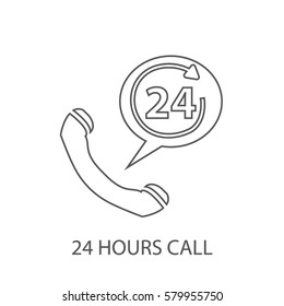 icono de línea de 24 horas