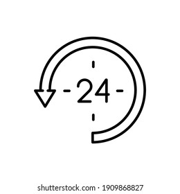 24 hours line icon for web template and app. Full rotation, time and clocks concept. Vector illustration design on white background. EPS 10