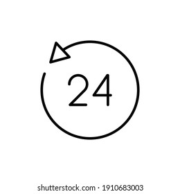 24 hours line icon for web template and app. Full rotation, time and clocks concept. Vector illustration design on white background. EPS 10