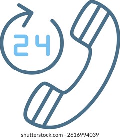 24 Hours Line Two Colour Icon