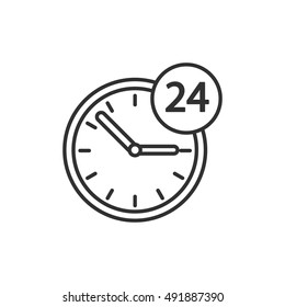 24 hours linear icon. around clock