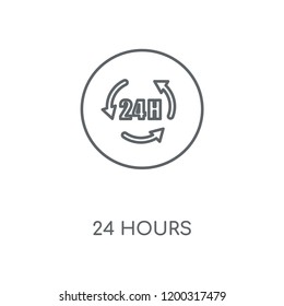 24 hours linear icon. 24 hours concept stroke symbol design. Thin graphic elements vector illustration, outline pattern on a white background, eps 10.