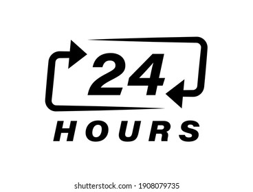 24 hours logo design. Order execution or delivery service icons. Vector illustration.