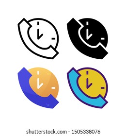 24 Hours logo icon design in four style. Line, Glyph, Flat Gradient and Color Line style