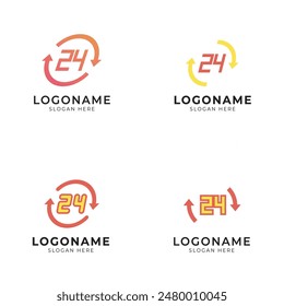 24 hours logo icon set