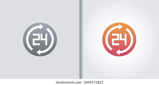 24 hours logo set	vector