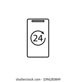 24 hours of mobile banking icon. Element of mobile banking for smart concept and web apps. Thin line 24 hours of mobile banking icon can be used for web and mobile on white background