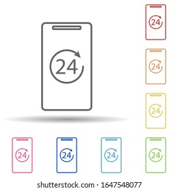 24 hours of mobile banking in multi color style icon. Simple thin line, outline vector of mobile banking icons for ui and ux, website or mobile application