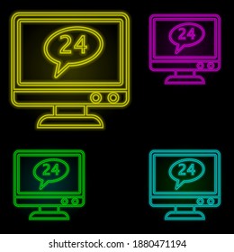 24 hours neon color set icon. Simple thin line, outline vector of global logistics icons for ui and ux, website or mobile application