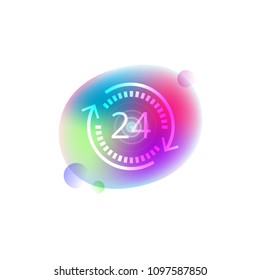 24 hours neon icon