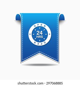 24 Hours Open Blue Vector Icon Design