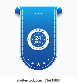 24 Hours Open Blue Vector Icon Design